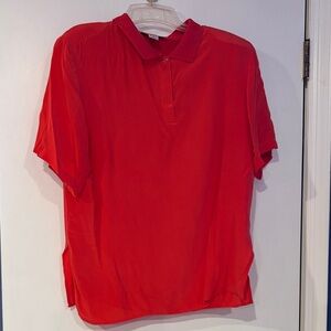 Red Short Sleeve Polo Top - Women